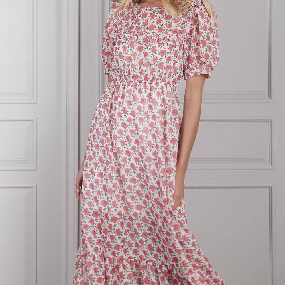 Senlis Pink Floral Midi Dress